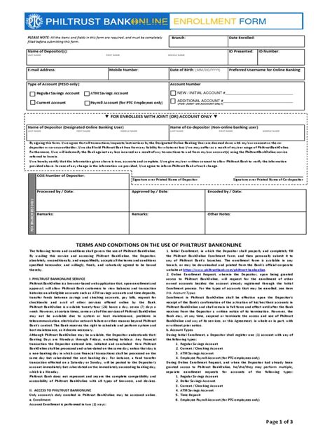 philtrustbankonline|ENROLLMENT FORM .